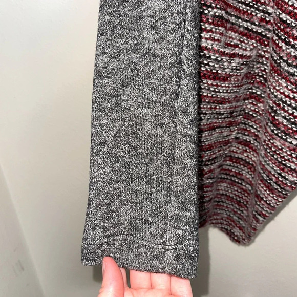 Lucky Brand Red & Gray Marled Knit Open Front Waterfall Cardigan Xsmall Women’s - Picture 5 of 13
